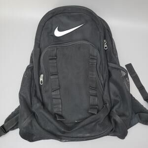VTG Y2K Nike Mesh See Through Backpack Black 4 Pockets 18x13x5